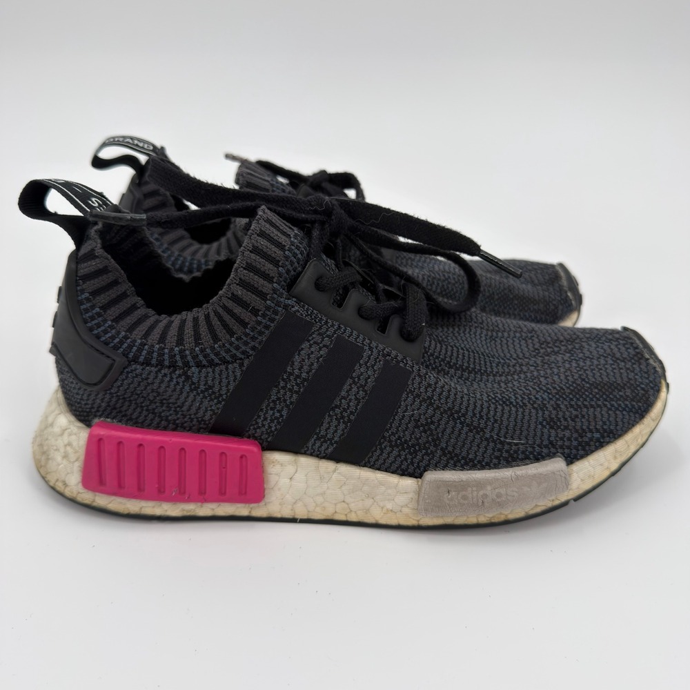 Adidas NMD R1 Womens Shoes Black Gray Pink Knit Boost Sneakers‎ Size 7